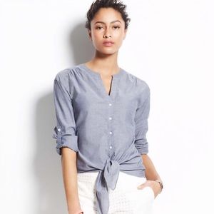 Ann Taylor Chambray Tie Front Shirt