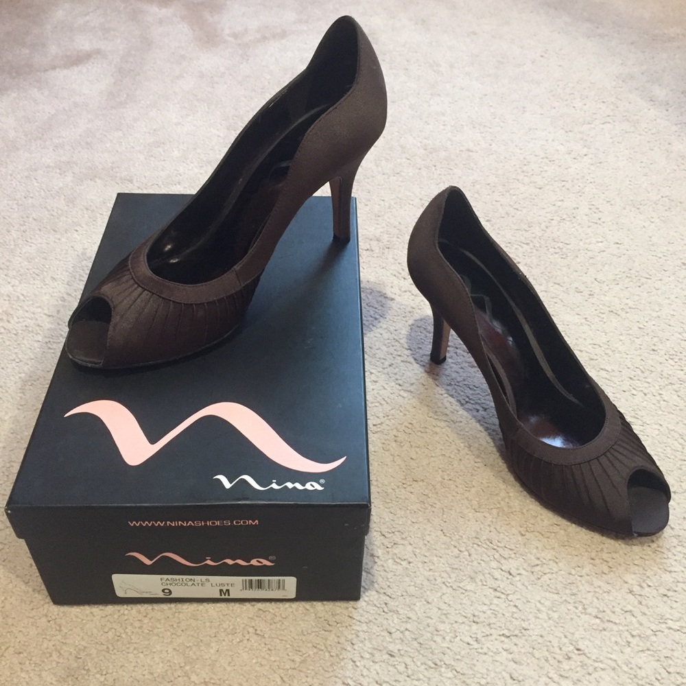 Satin Peep Toe Heels