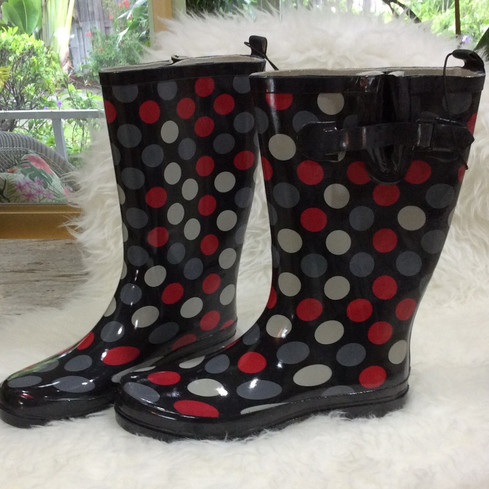 Beautiful polkadot ladies rain boots.  NWOT
