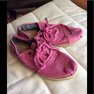 TOMS pink lace-up espadrilles. Size 8