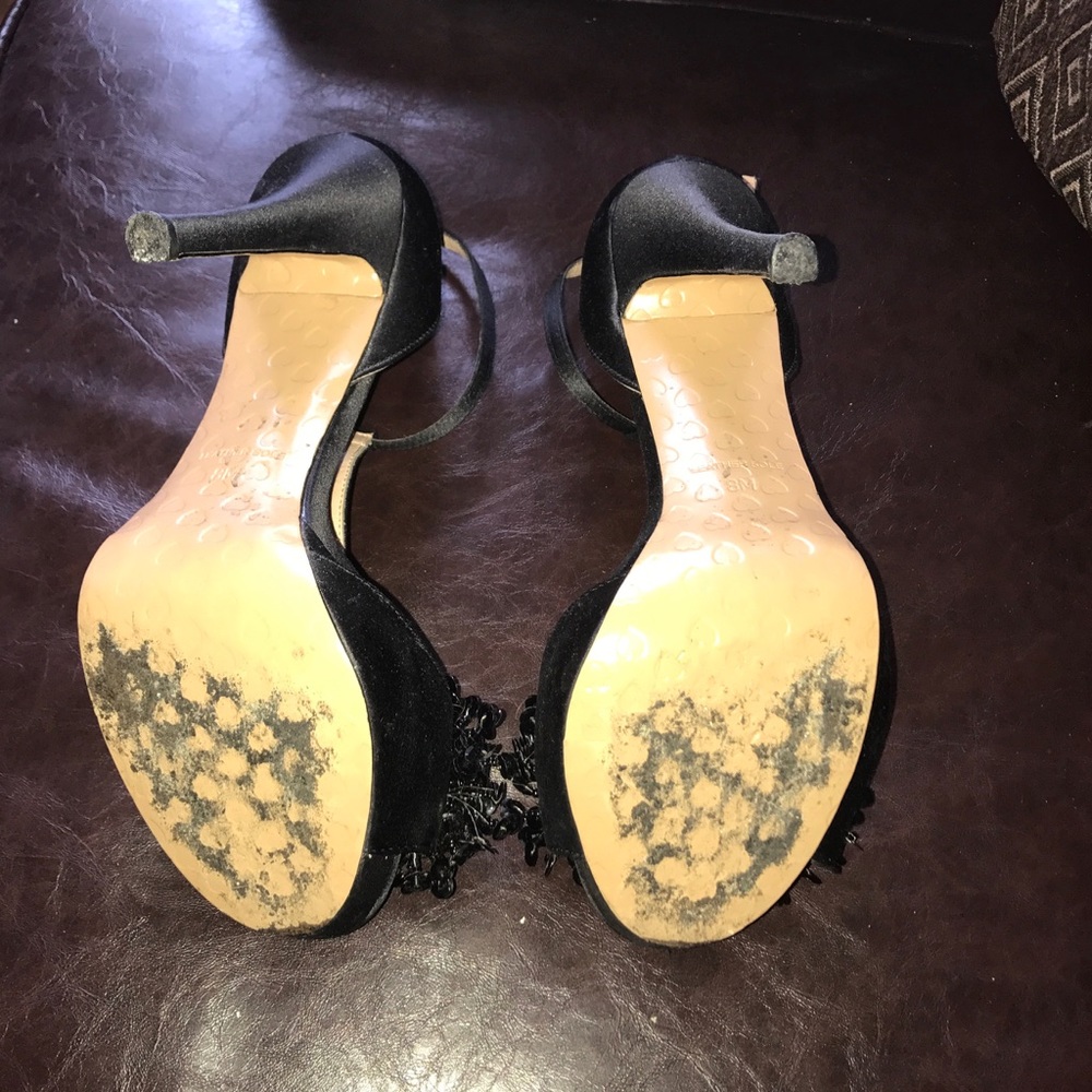 Black Satin T strap Betsey Johnson heels - Picture 4 of 5