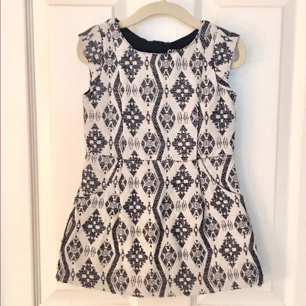 OshKosh Cream/Navy Diamond Jacquard A-Line Dress