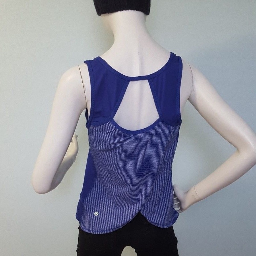 Lululemon Open Back Split Hem Purple Striped Tank