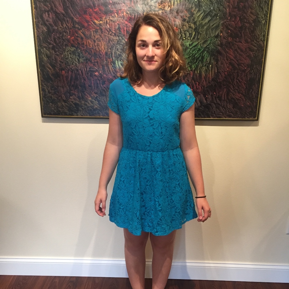 Coincidence & Chance Blue Lace Floral Dress