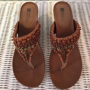 Beaded Wedge Sandals