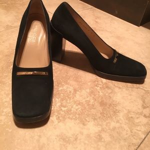 Black suede work shoes