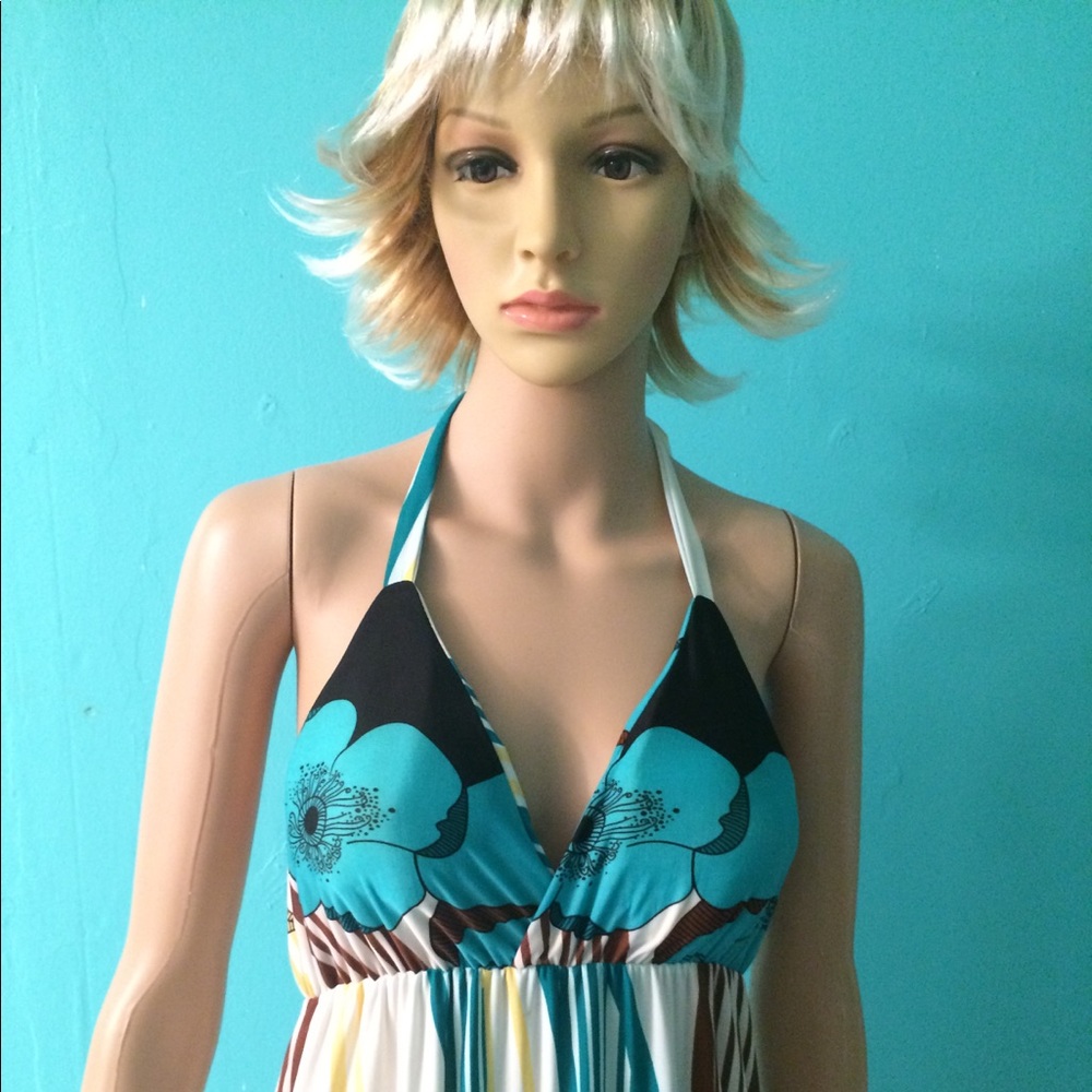 Floral Maxi Dress, halter top.