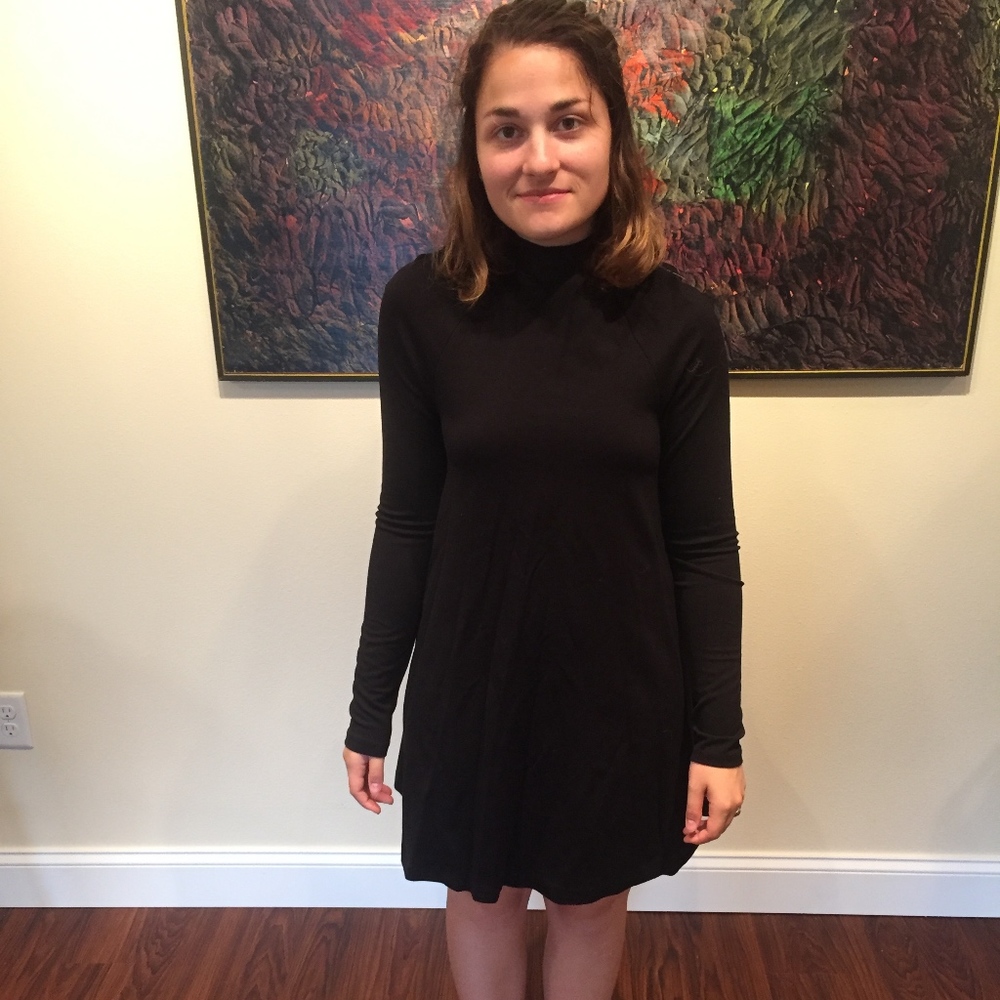 Nasty Gal Black Long Sleeve Mock Neck Dress