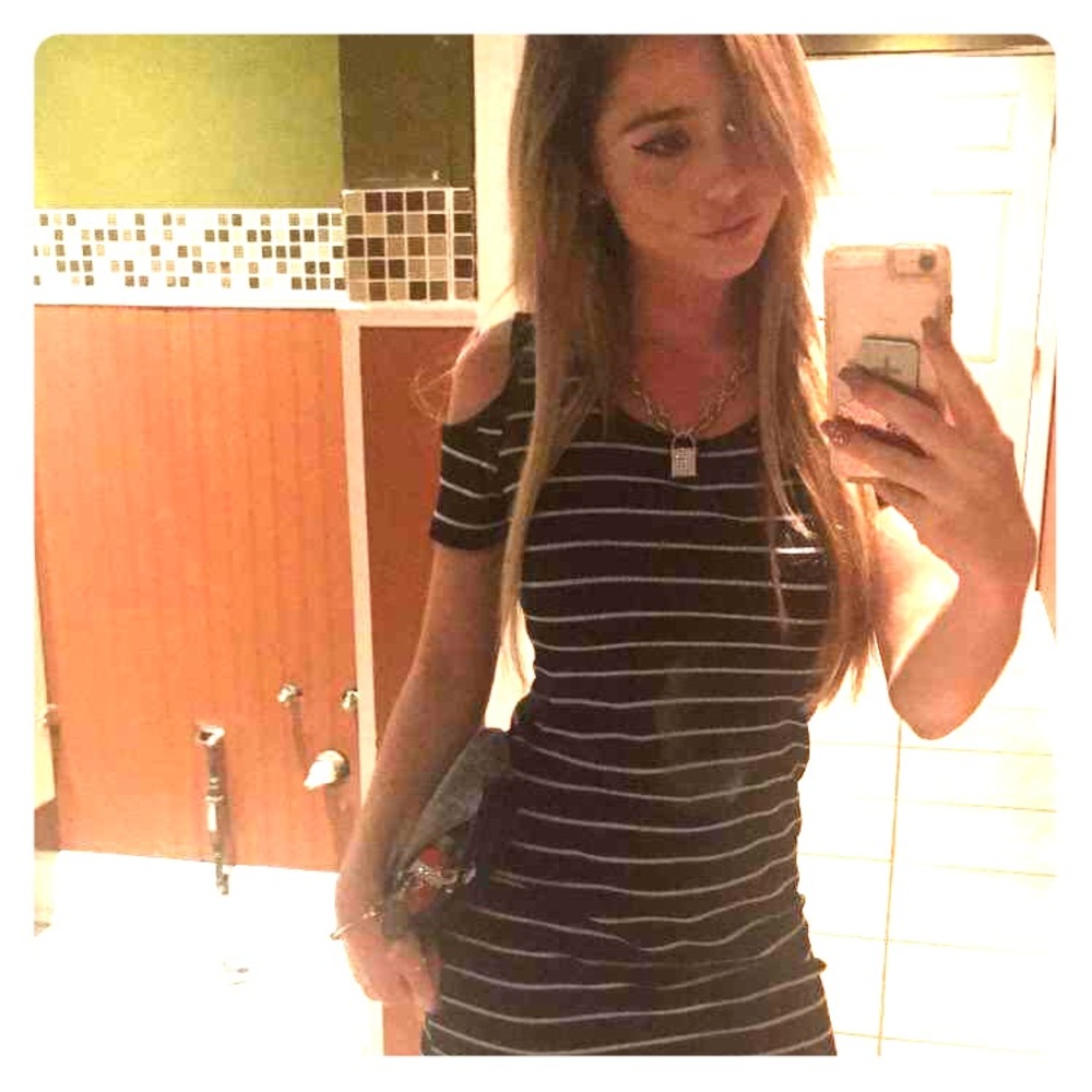 Cold shoulder black and white dress