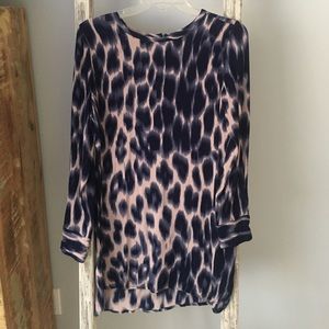 Olivaceous blue leopard print dress