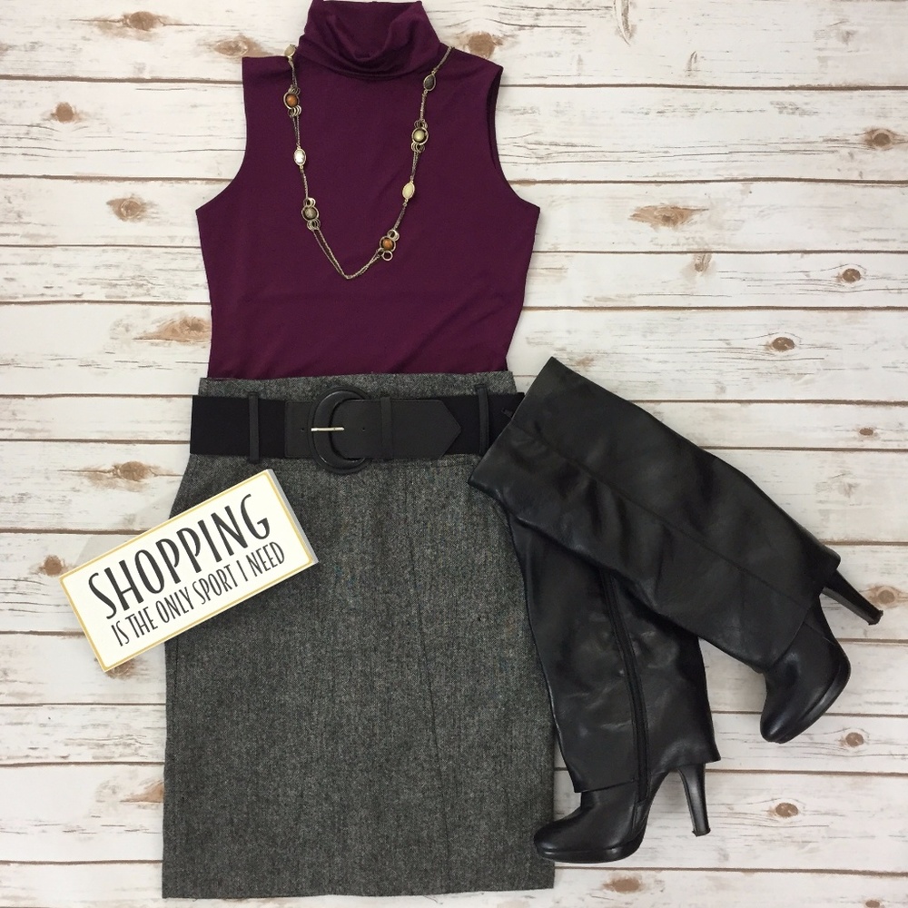 Dalia Pencil Skirt with Belt • Gray/Black