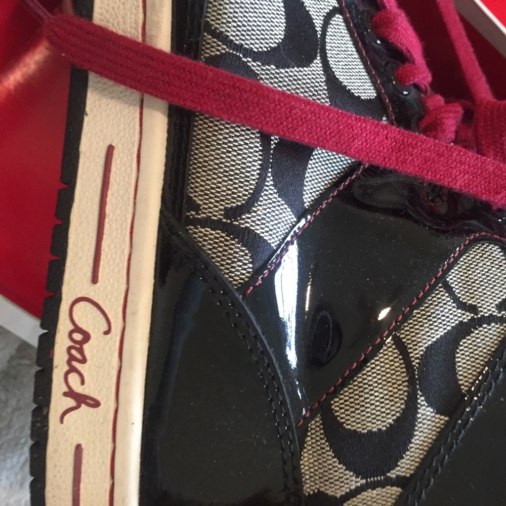 Coach 9.5 Black and Red Sneakers WORN ONCE