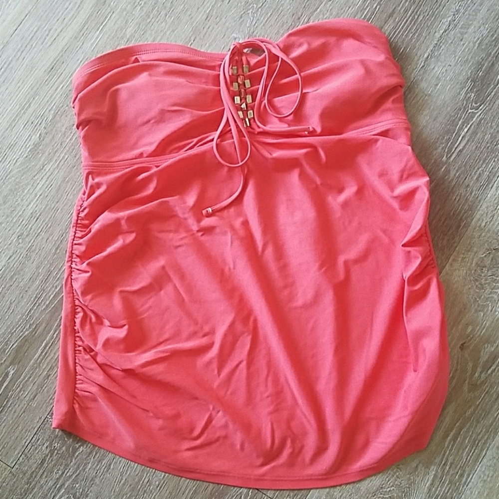 Liz Lange coral maternity bathing suit top