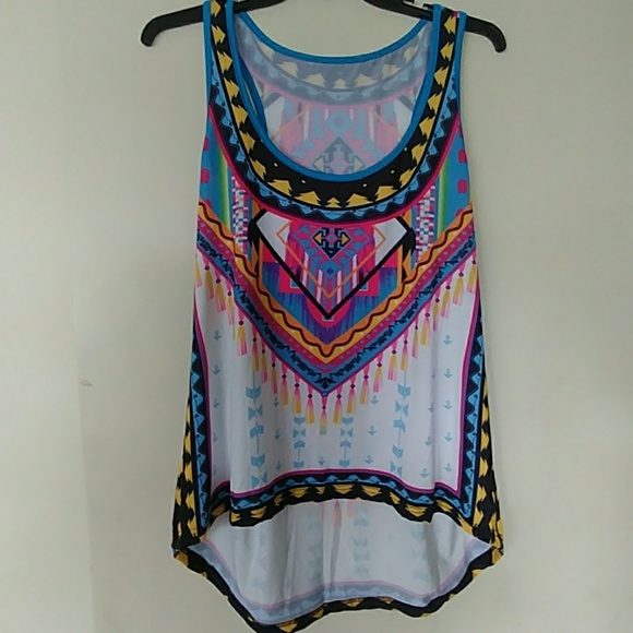 NWOT TANK CAMI TUNIC COVER UP AZTEC PRINT SZ 1X - Picture 3 of 8