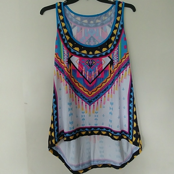 NWOT TANK CAMI TUNIC COVER UP AZTEC PRINT SZ 1X - Picture 4 of 8