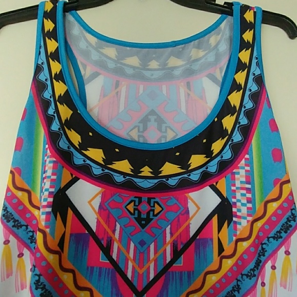 NWOT TANK CAMI TUNIC COVER UP AZTEC PRINT SZ 1X - Picture 2 of 8