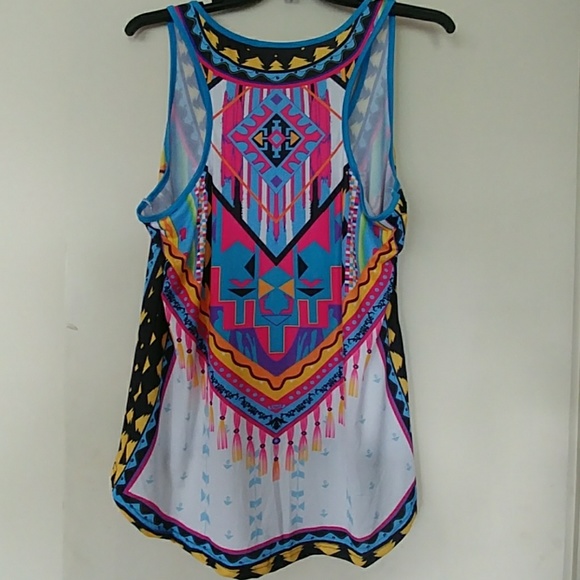 NWOT TANK CAMI TUNIC COVER UP AZTEC PRINT SZ 1X - Picture 7 of 8