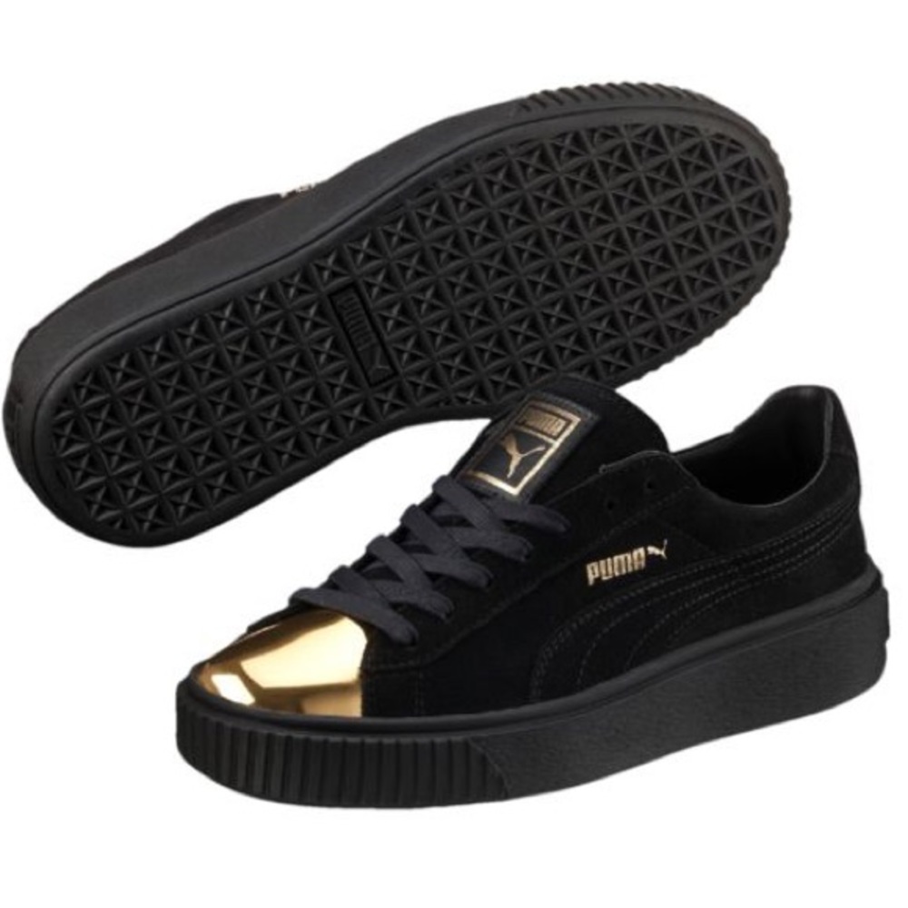 Black&Gold Suede Platform Pumas like Creepers