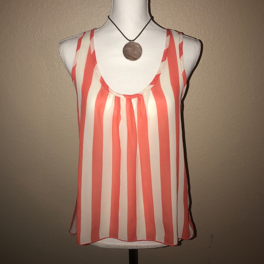 Sheer racerback stripped blouse