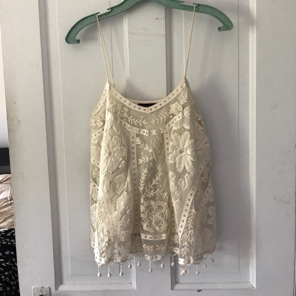 White embroidered tank