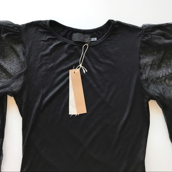 Mesh Balloon Sleeve Bodysuit - Picture 4 of 8