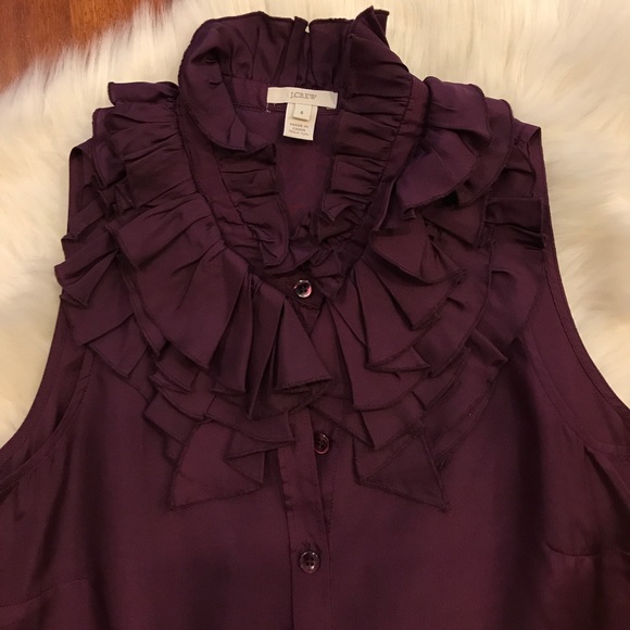 J.Crew Plum Kelsey Ruffle top - Picture 3 of 5