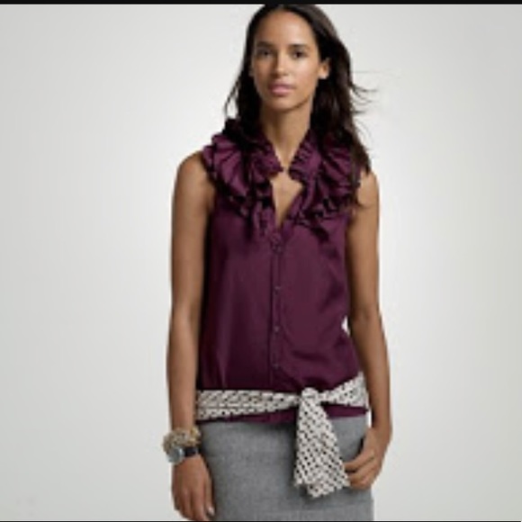 J.Crew Plum Kelsey Ruffle top - Picture 1 of 5