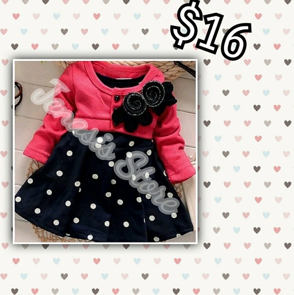 Cute Fall Red Pokey Dot Dress Little Girl - Picture 1 of 1