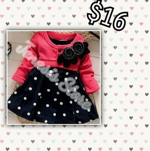 Cute Fall Red Pokey Dot Dress Little Girl