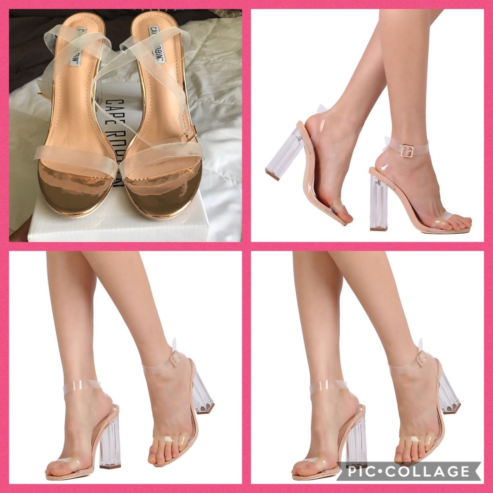 transparent straps heels sandals new