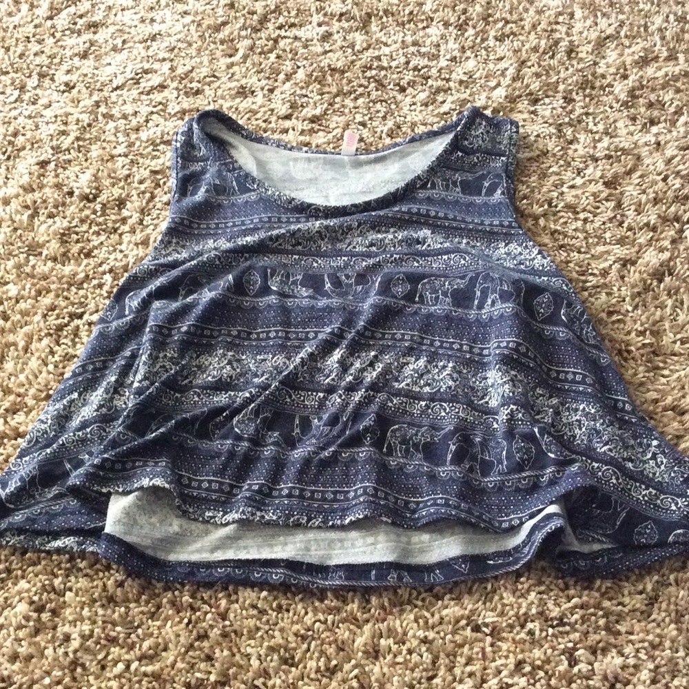 Navy elephant cropped tank