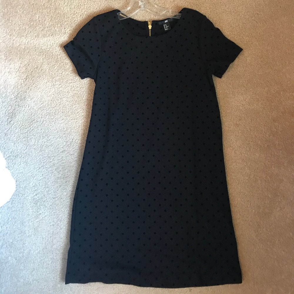 XS H & M black polka dot dress