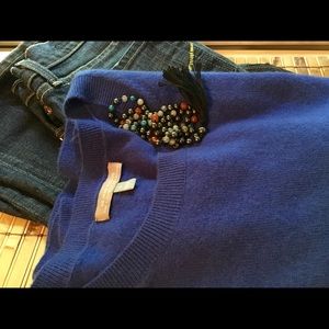 Neiman Marcus Cashmere Ribbed-Trim Sweater