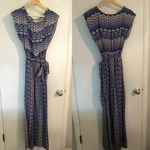 Blue & Cream Maxi Dress