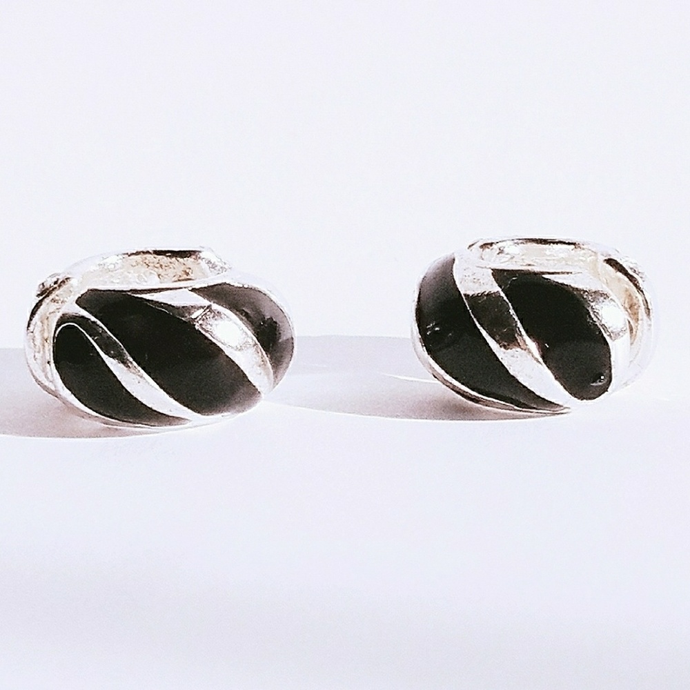 Gorgeous Fashion Silver toned stud hoop earrings