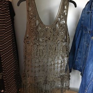 Dark green knit tank top