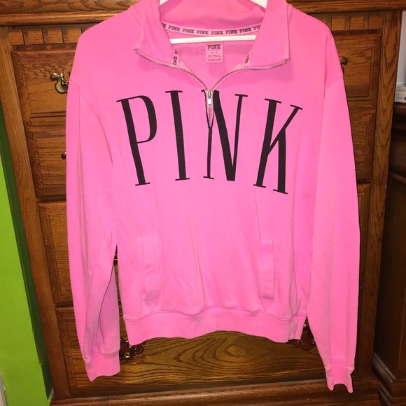 PINK Victoria's Secret Sweaters - VS PINK HALF ZIP