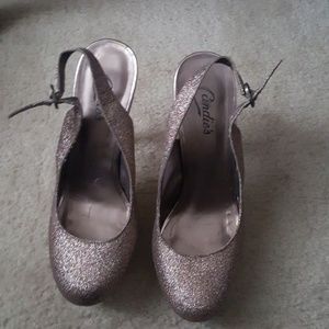 Sparkly gold 4in close toe heels