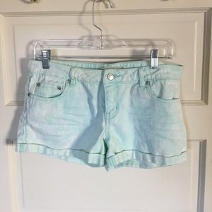 Light green denim shorts
