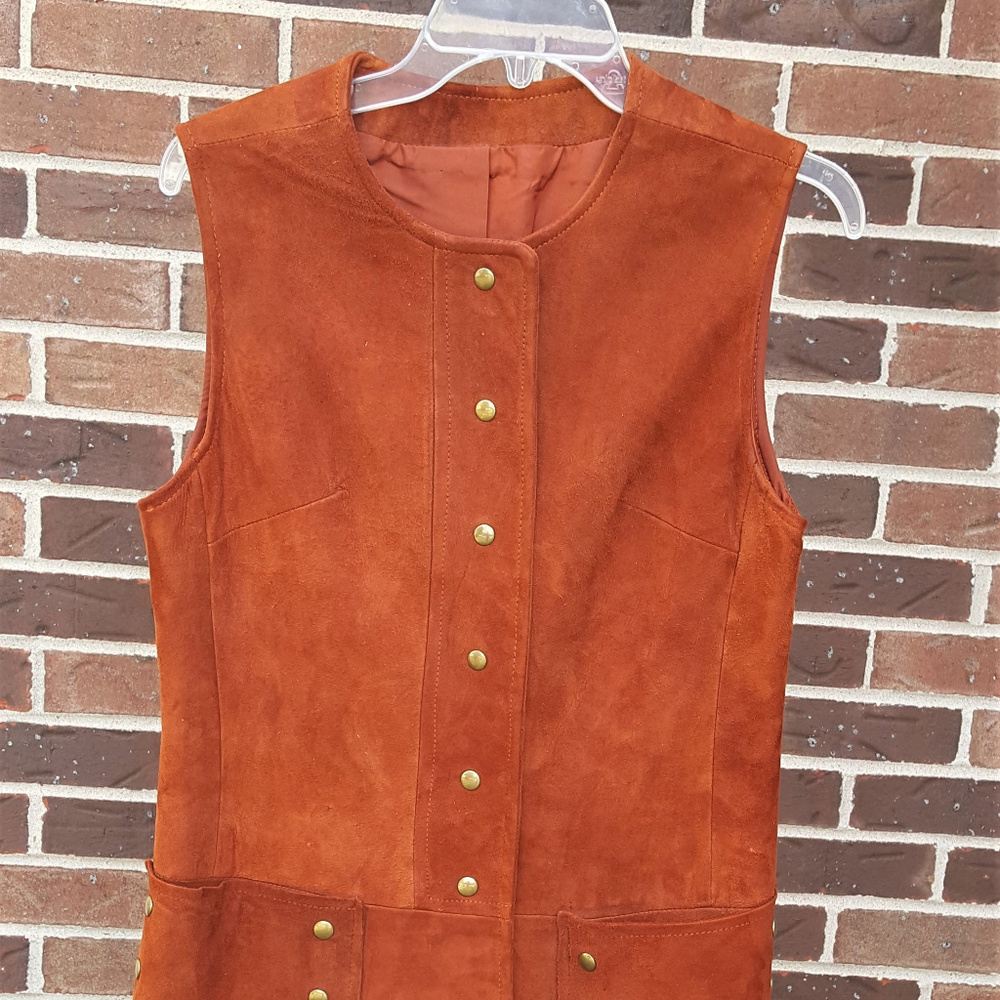 Vintage Sleeveless Suede Dress