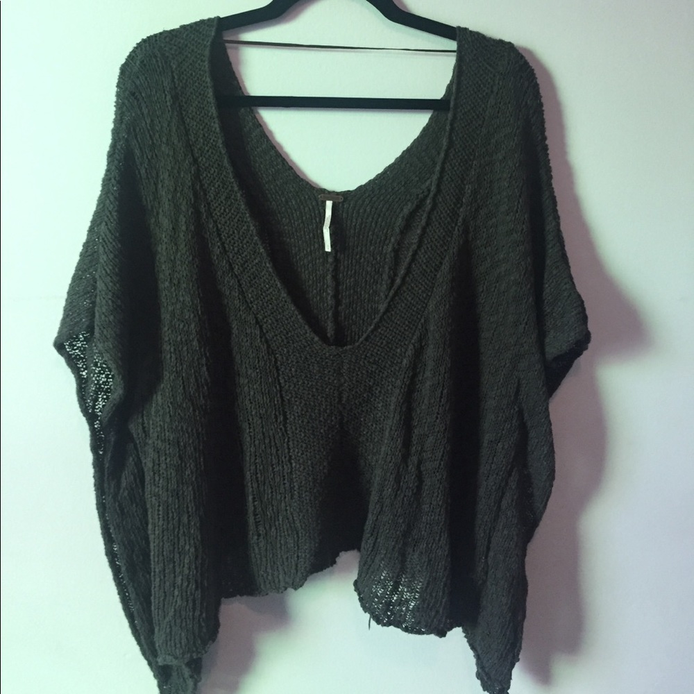 Free People Army Green Knit Top