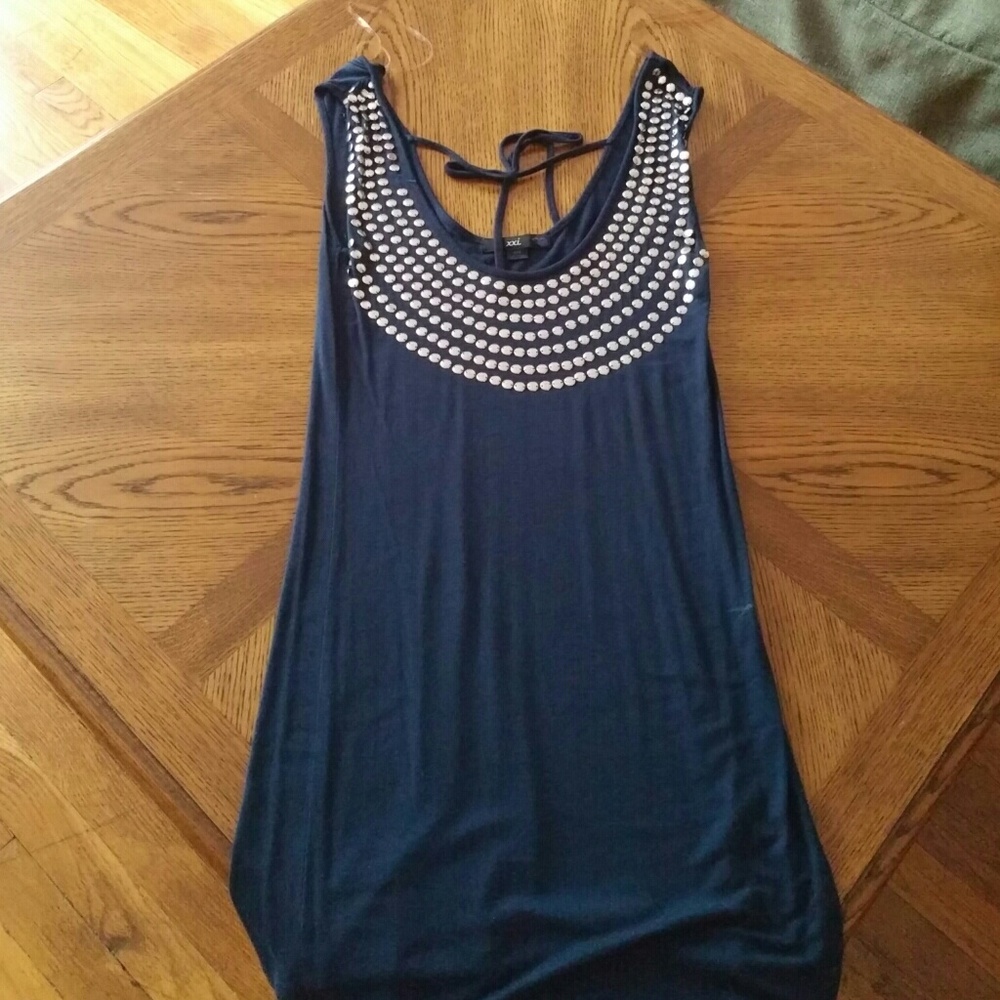 Navy Sleeveless top with sequins