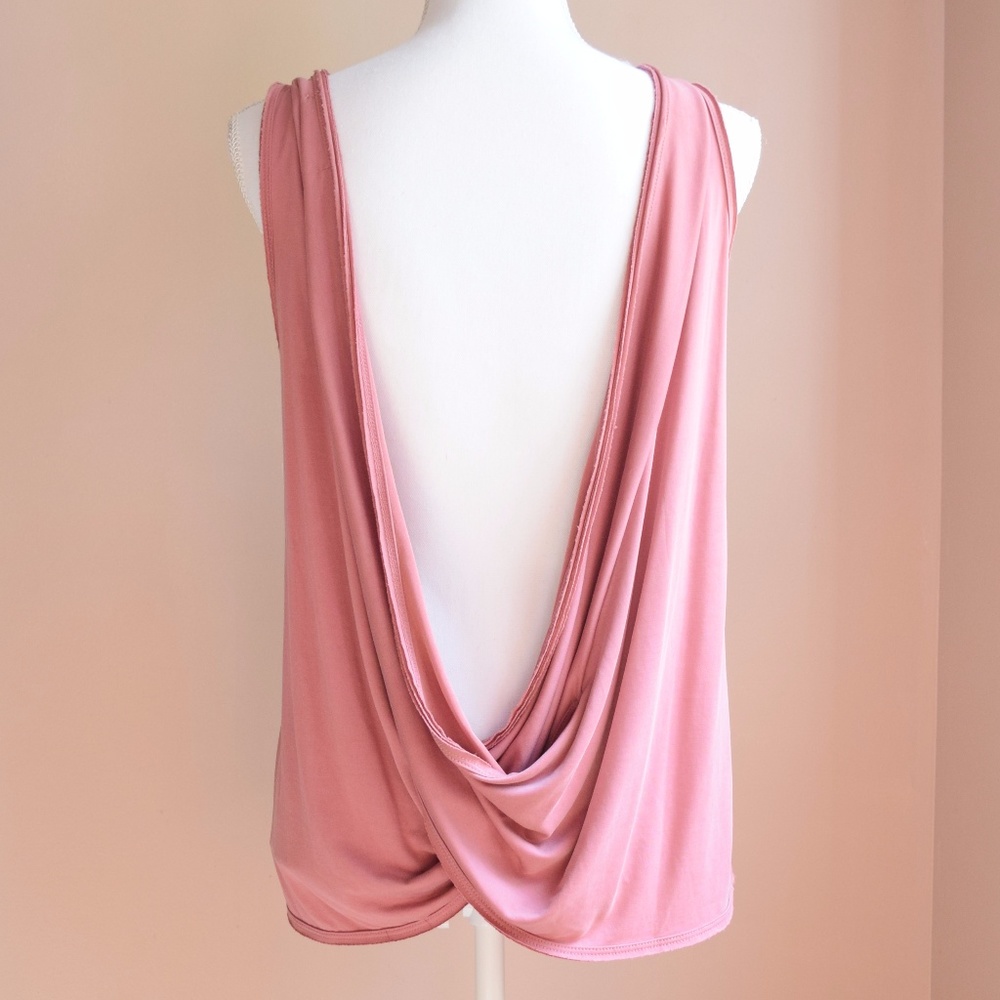 Women's Rose Pink Open Back Drape Tank Top