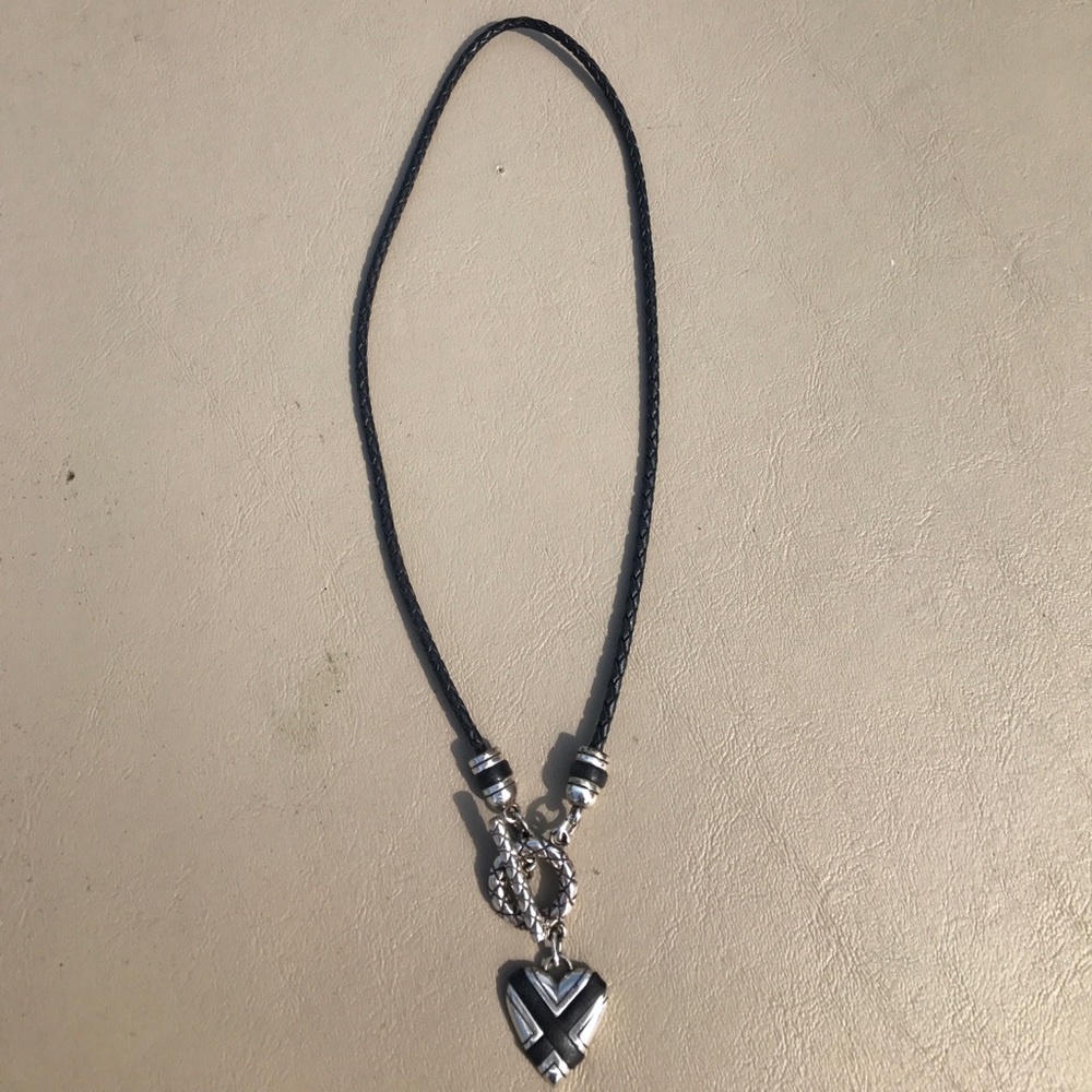 Brighton heart necklace on black braided cord