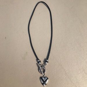 Brighton heart necklace on black braided cord