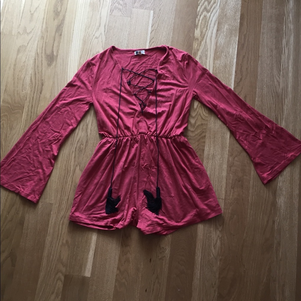 Long-sleeve rust orange romper