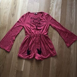 Long-sleeve rust orange romper