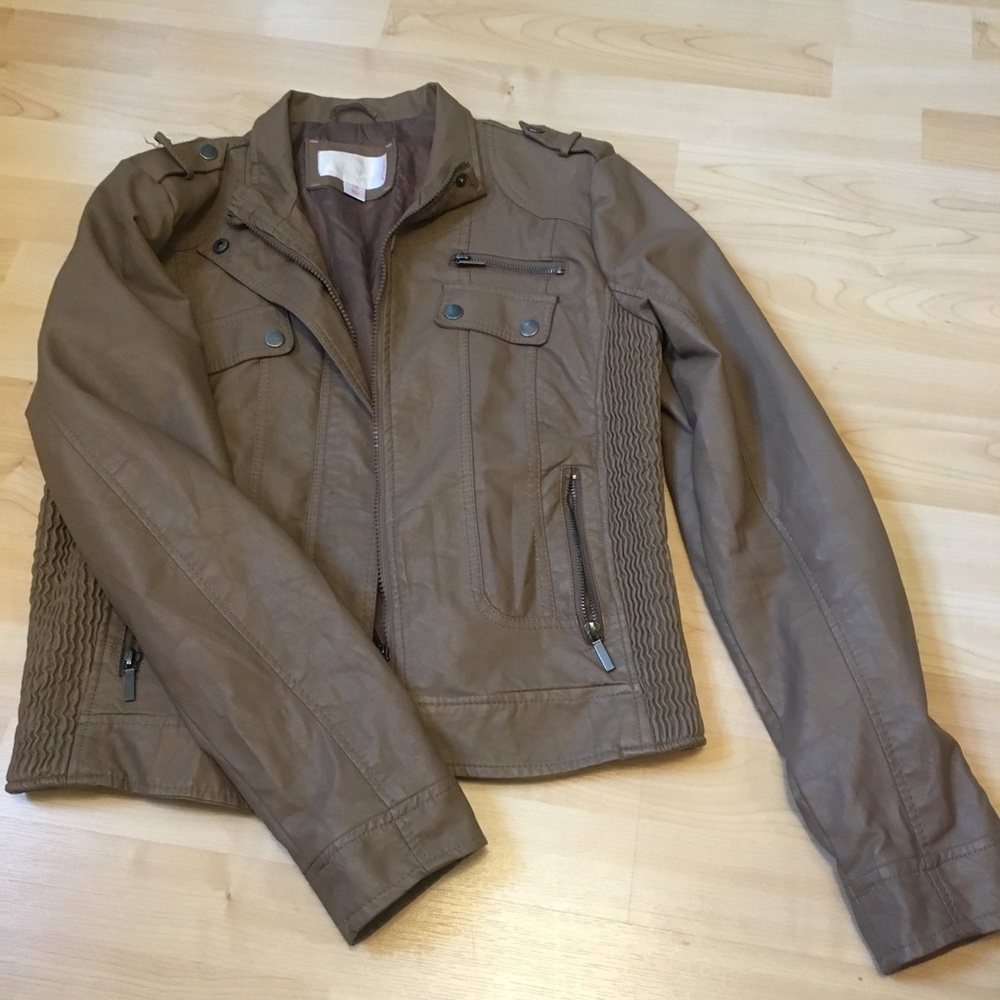brown faux leather jacket