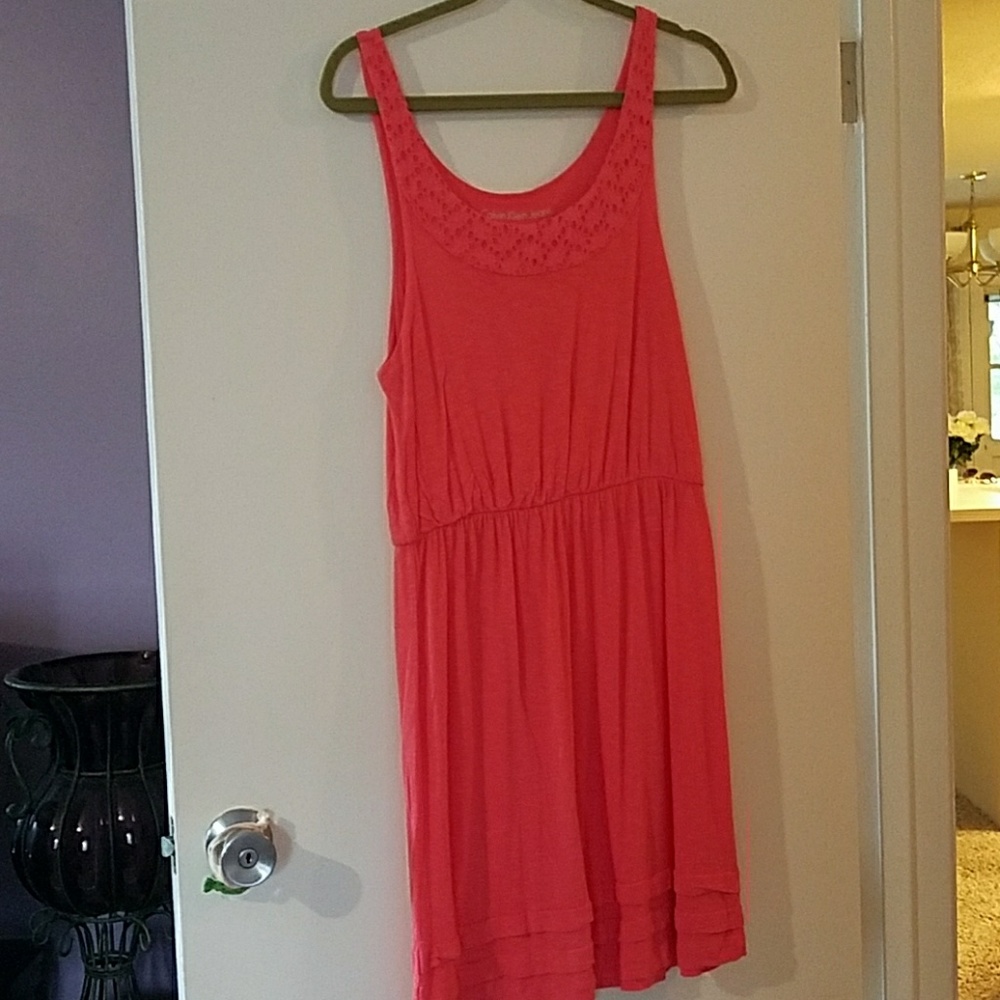 Calvin Klein M knit sleeveless dress coral detail