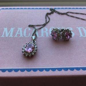 Pink necklace and earring set